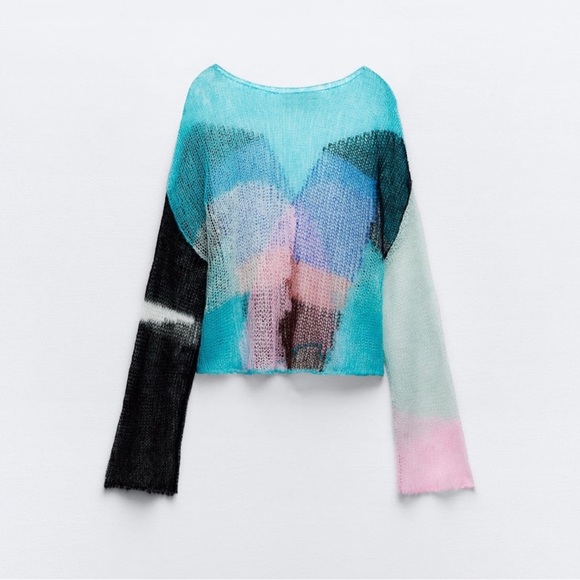 Zara Colorblock open knit sweater - Picture 4 of 4